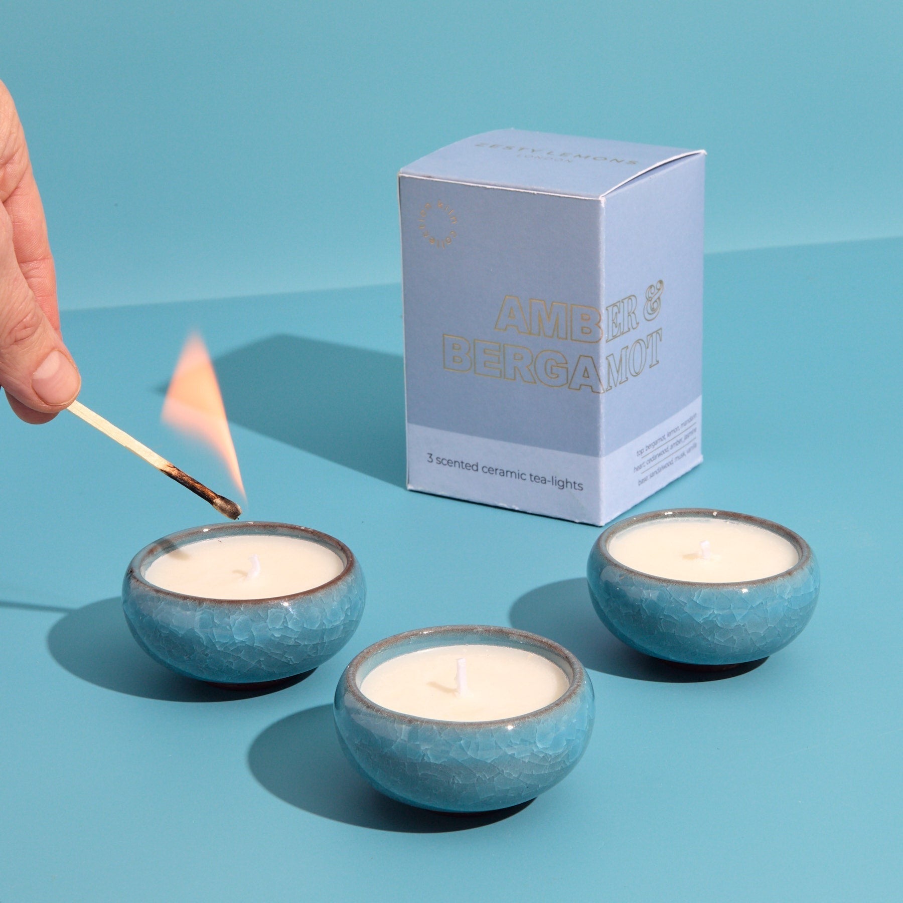 Sky Blue Candle - Amber & Bergamot