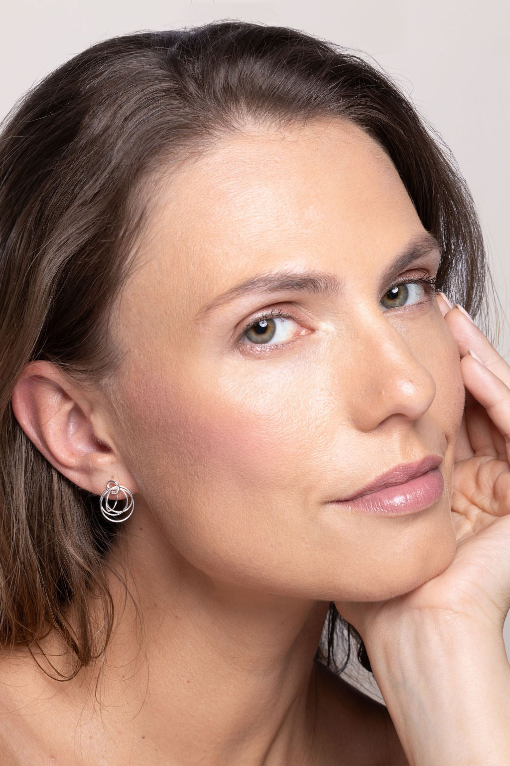 India Silver Hoop Cluster Earrings