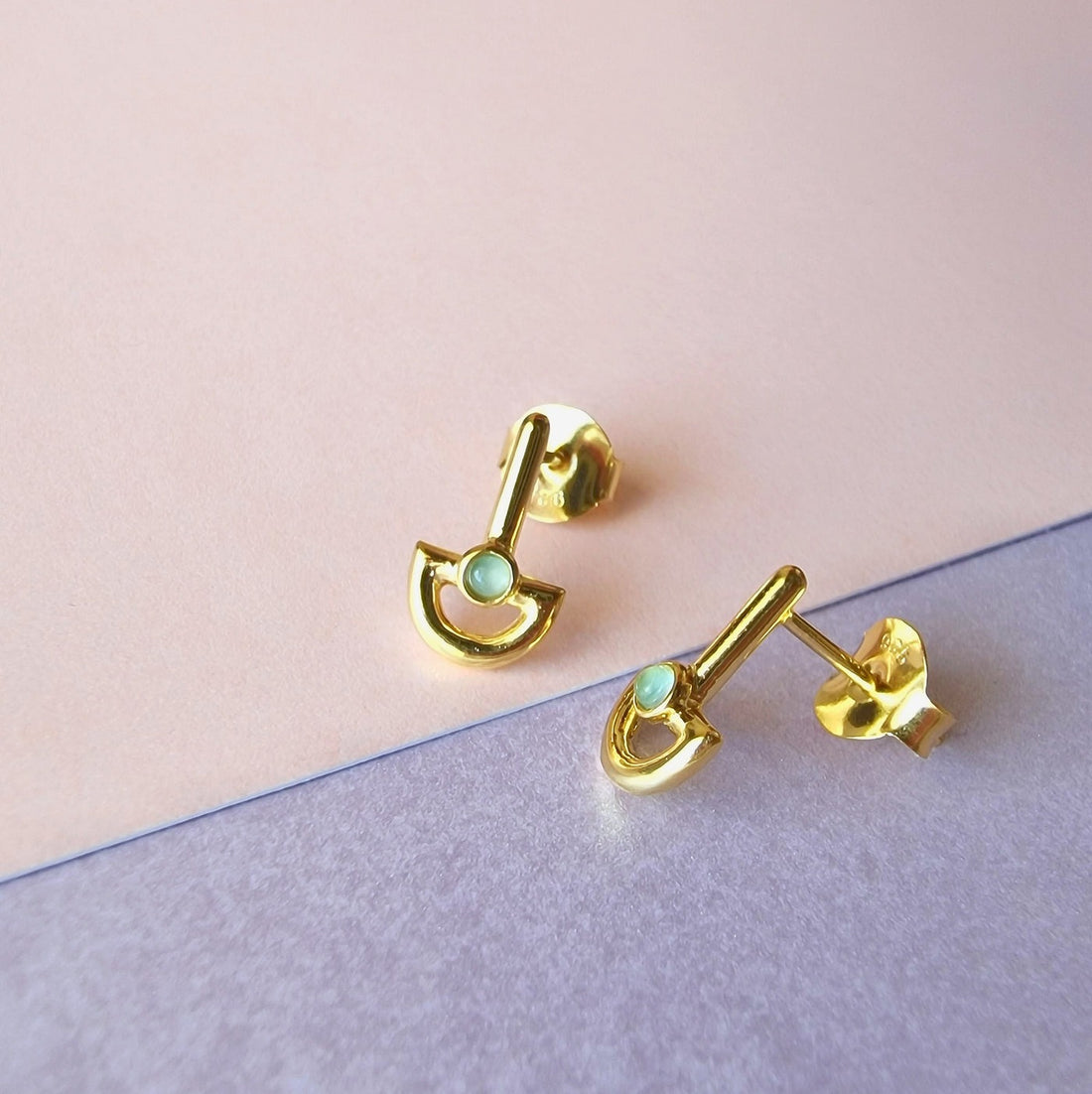 United Kingdom - Gold Chalcedony Stud Earrings