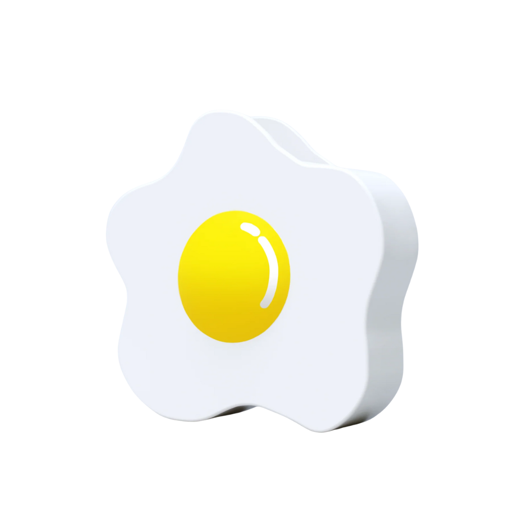 Ceramic Egg Vase with glossy white base and yellow yolk center standing on a white background