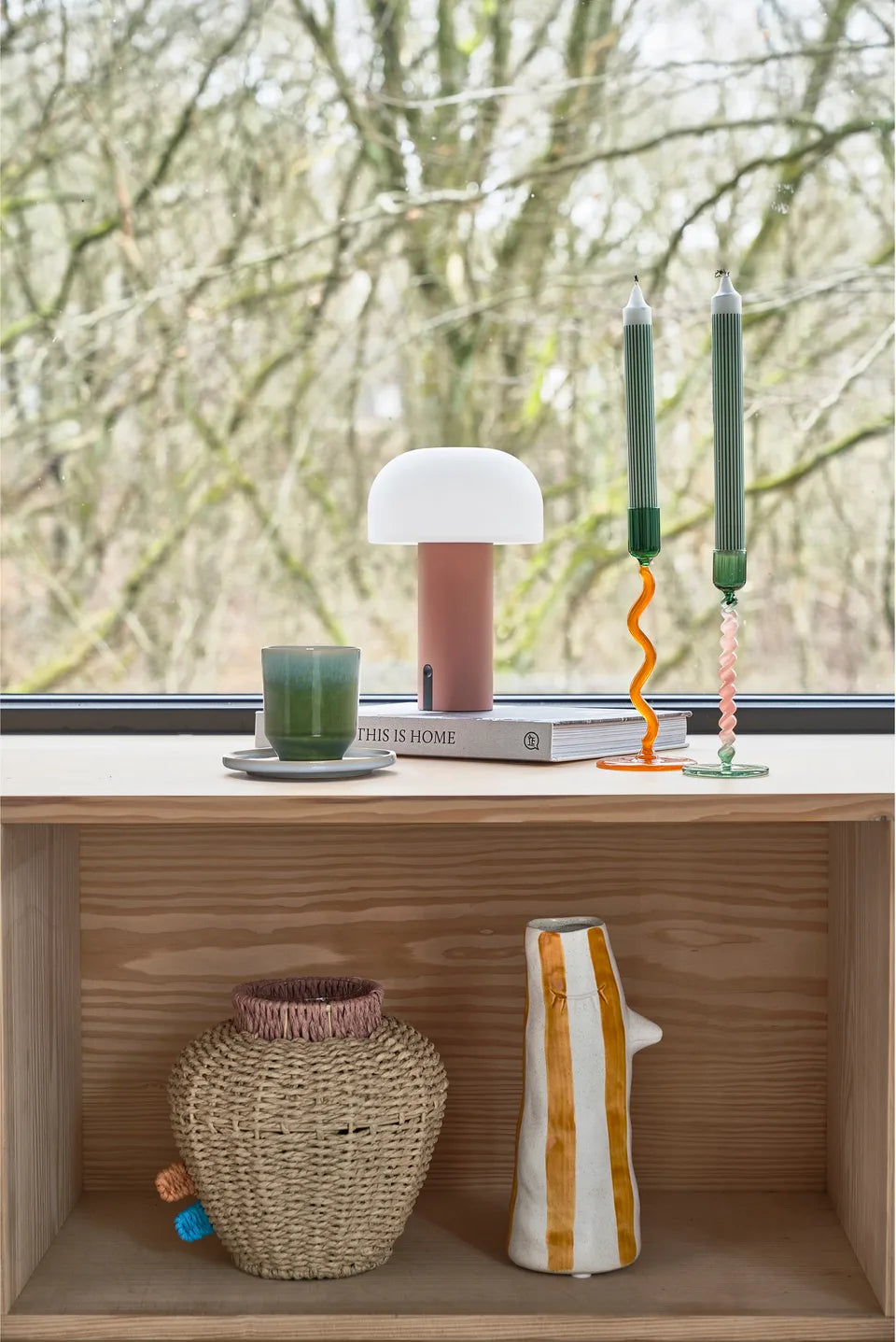 Green Orange Glass Candle Stick