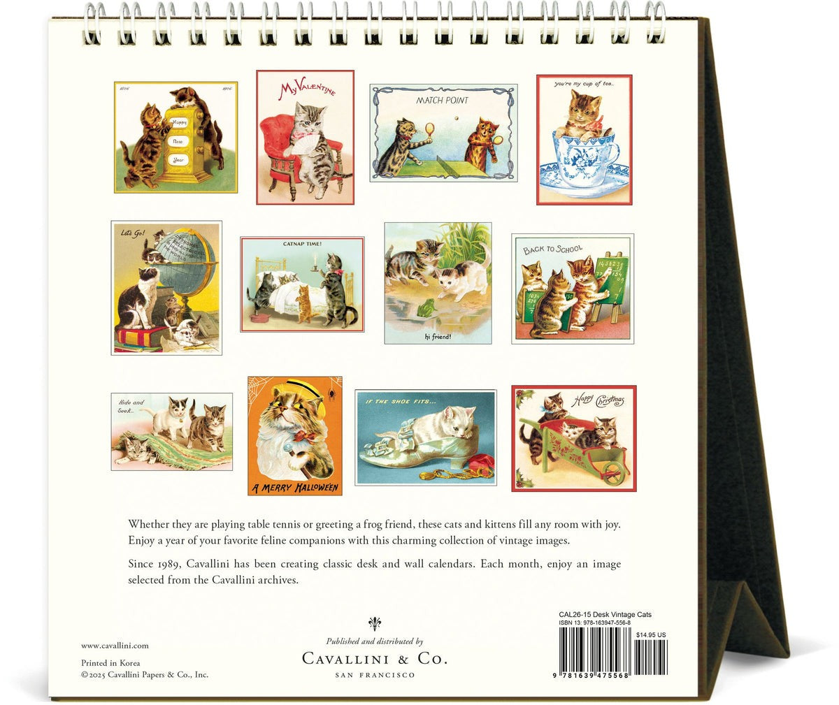 Vintage Cats Desk Calendar 2026