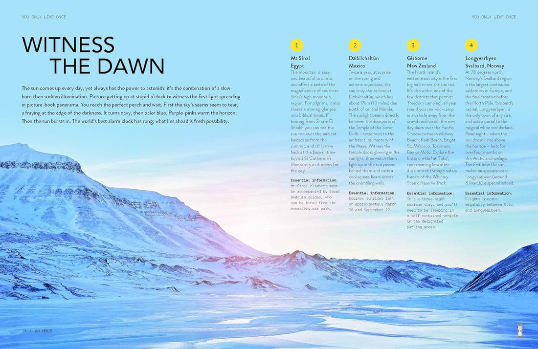 Scenic image of a snowy landscape with text overlay on a blue gradient background