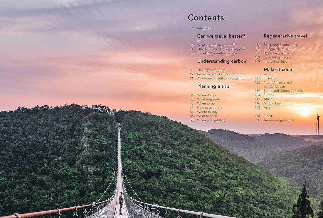 Contents of the sustainable Travel Bookby Holly Tuppen