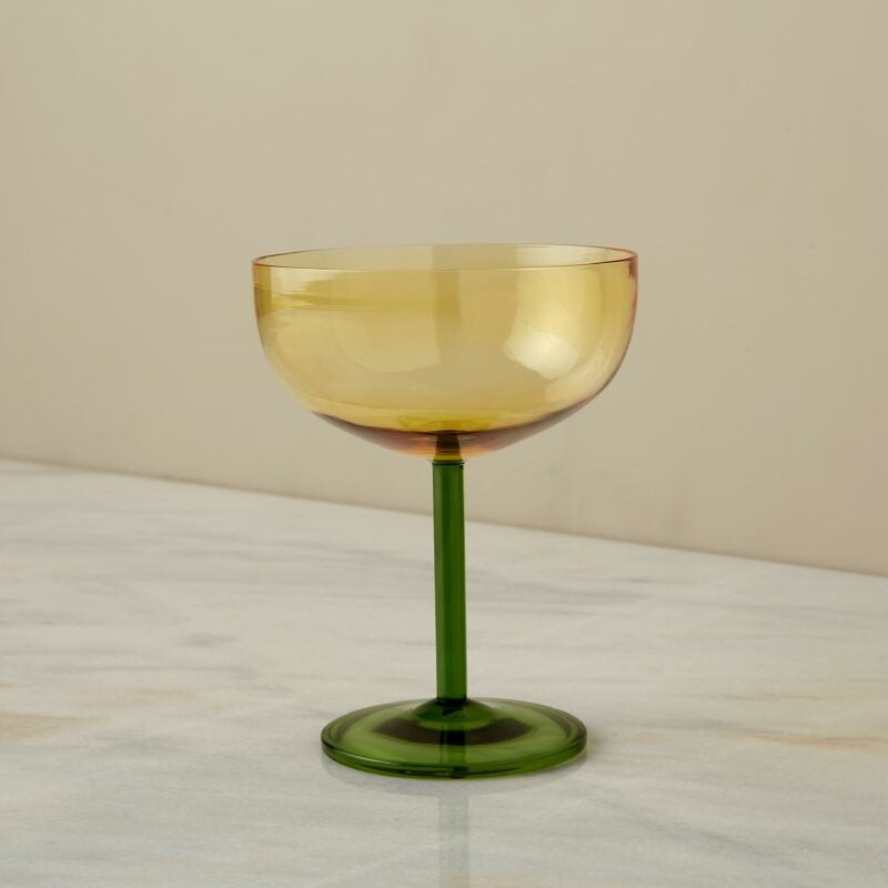 Green &amp; Ochre Cocktail Glass