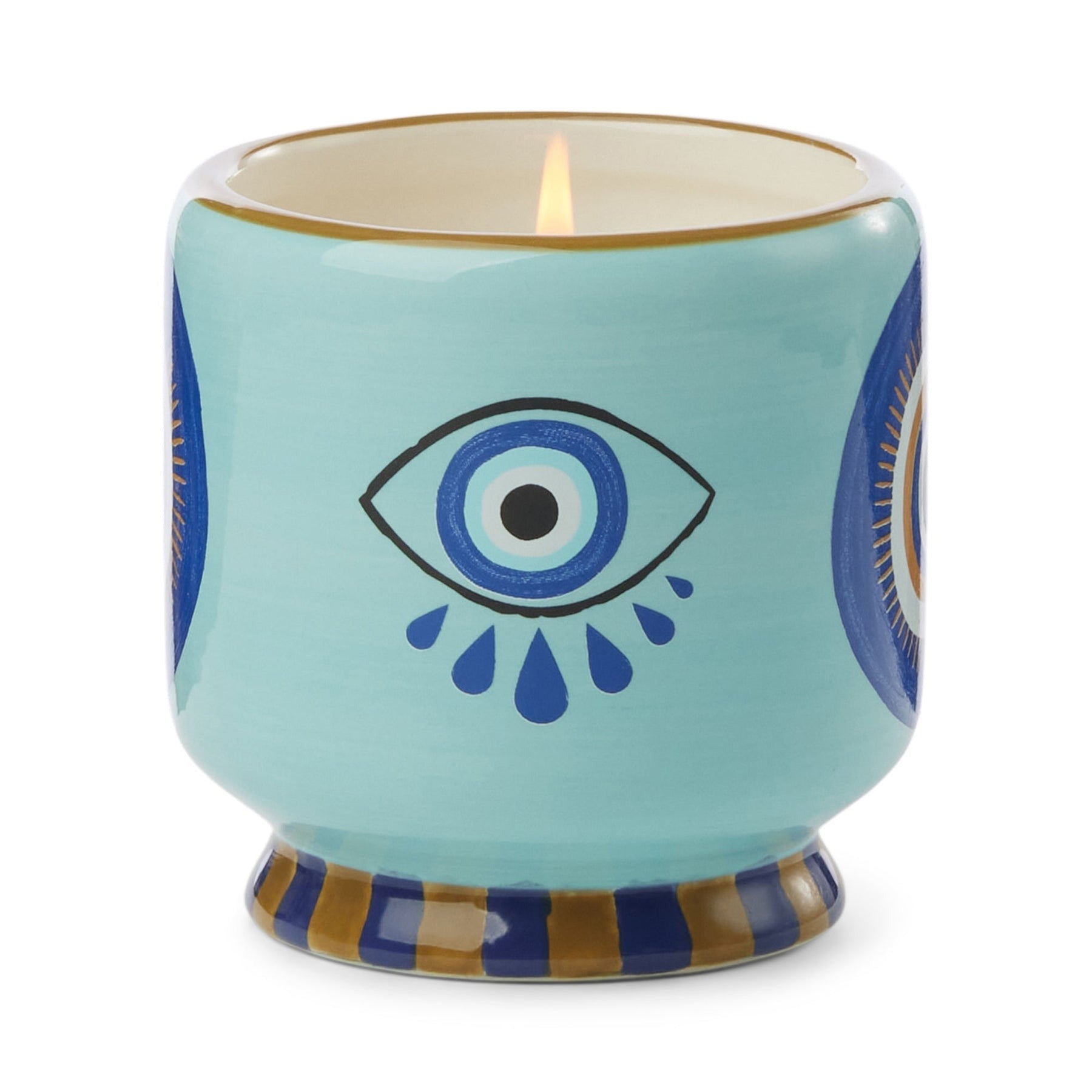 Vegan cruelty-free soy wax candle, 8oz, in a repurposable ceramic jar with mystical eye decoration