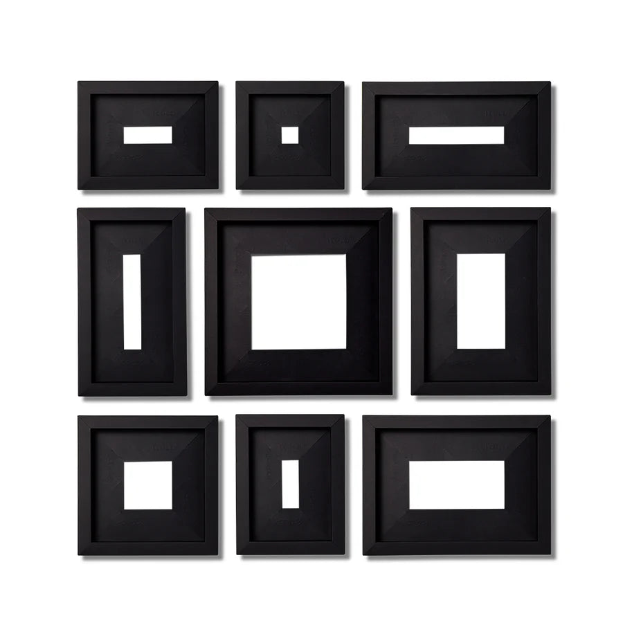 Image displaying all the different sizes of photo frames that can be created using the Customizable Medium Frame Kit, from A4 to A3