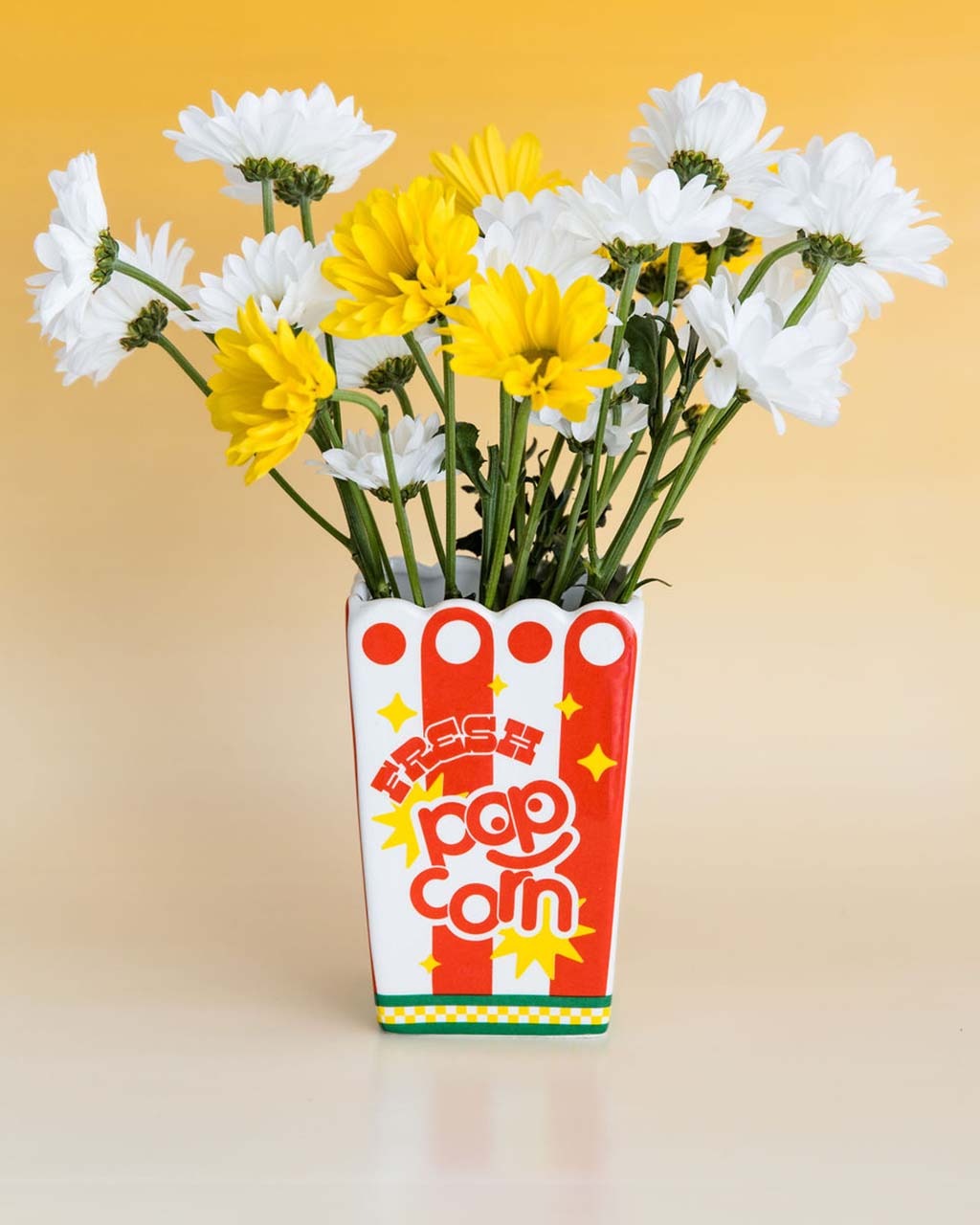 Popcorn Bag-shaped ceramic vase with floral or pencil holder opening – modern vintage decor piece