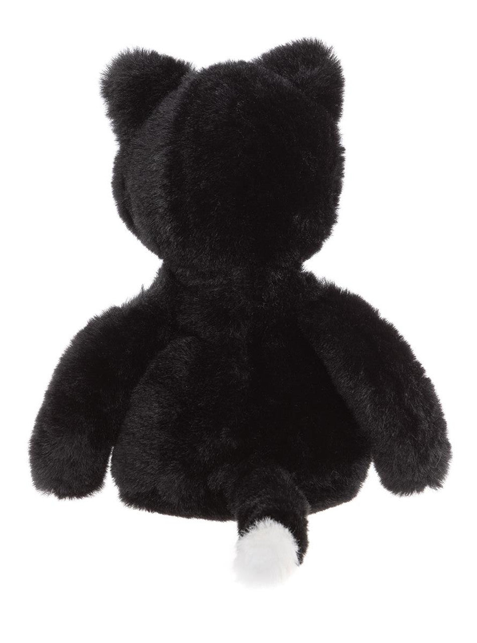 Back View of the Puddy Kitten plush toy in raven black – soft cuddly stuffed cat for kids, comfort toy and nursery companion