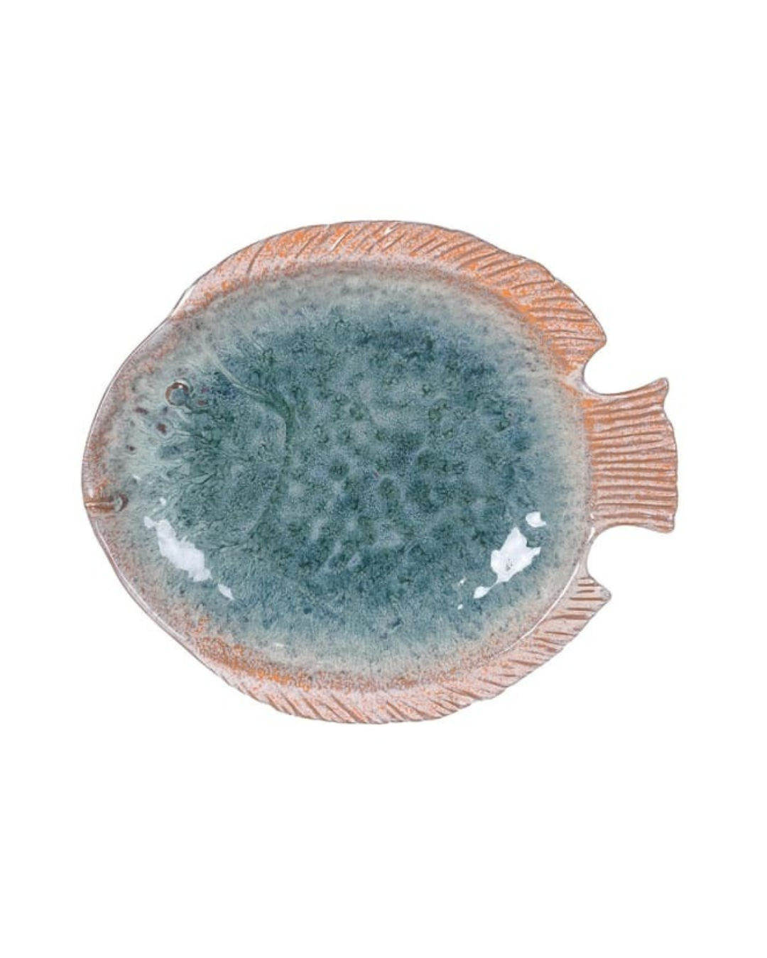 Blue Ombre Turbot Plate – fish-shaped serving plate with ocean-inspired ombre glaze