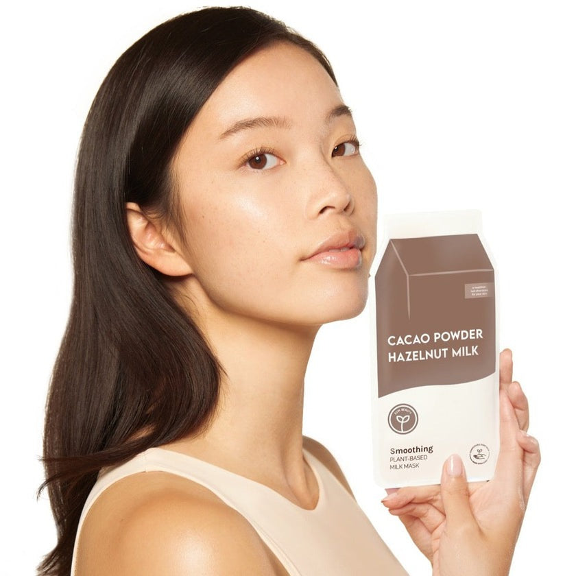 Cacao Powder Hazelnut Milk Mask vegan sheet mask for plumping and hydrating skin