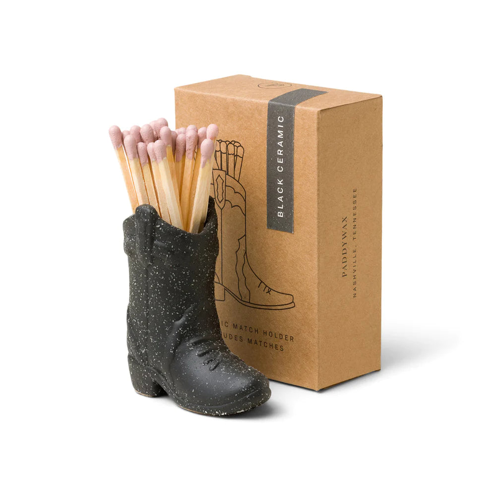 Ceramic Cowboy Boot Match Holder