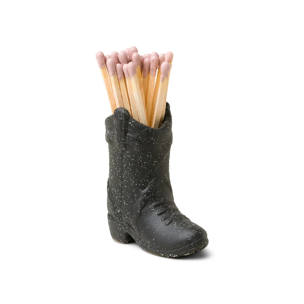Ceramic Cowboy Boot Match Holder