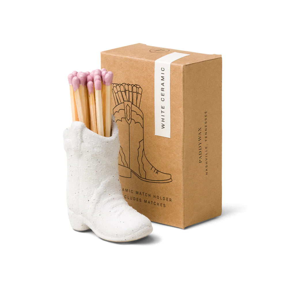Ceramic Cowboy Boot Match Holder