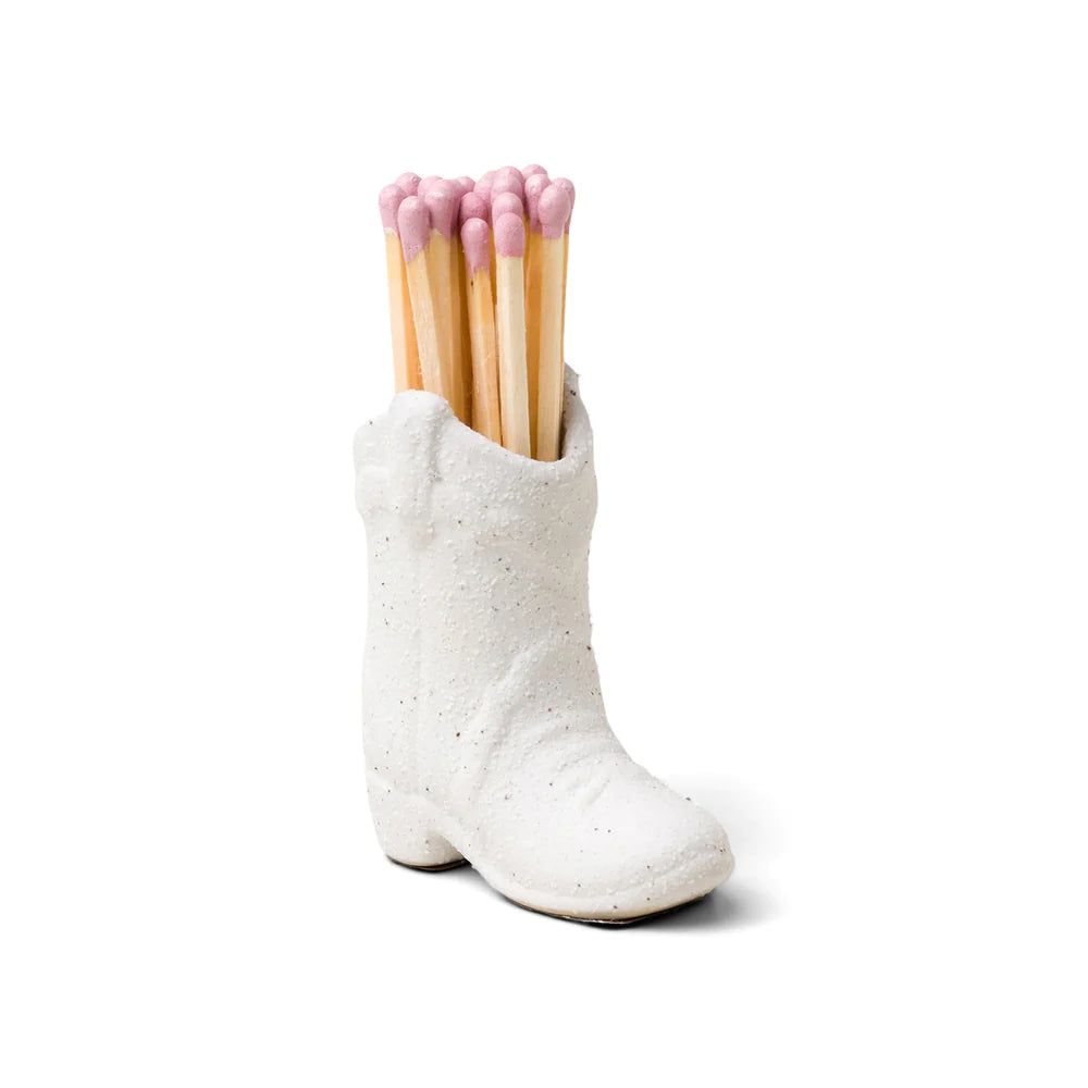Ceramic Cowboy Boot Match Holder