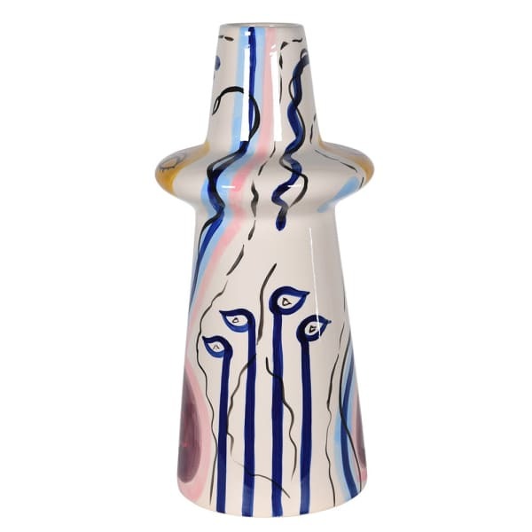 BACK VIEW OF THE TALL HANDPAINTED MALAGA CERAMIC VASE