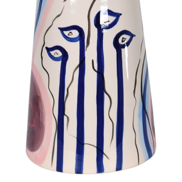 CLOSE UP OF THE TALL HANDPAINTED MALAGA CERAMIC VASE