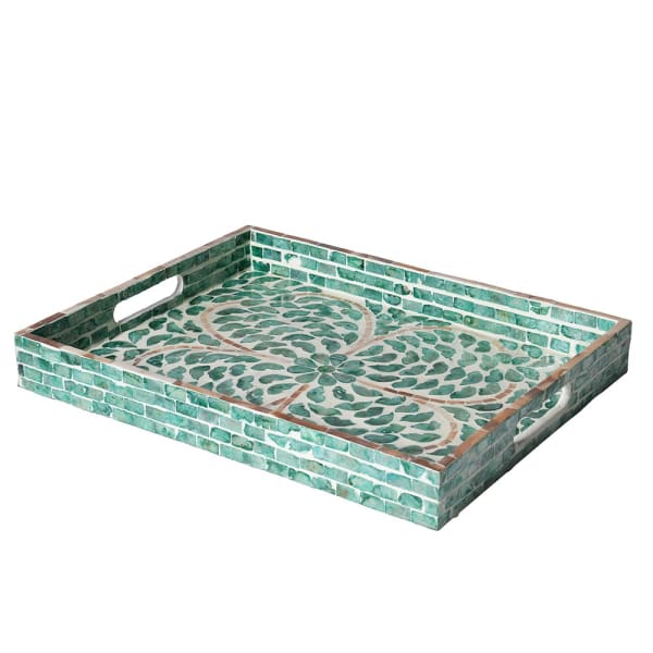 Turquoise Capiz Mosaic Tray