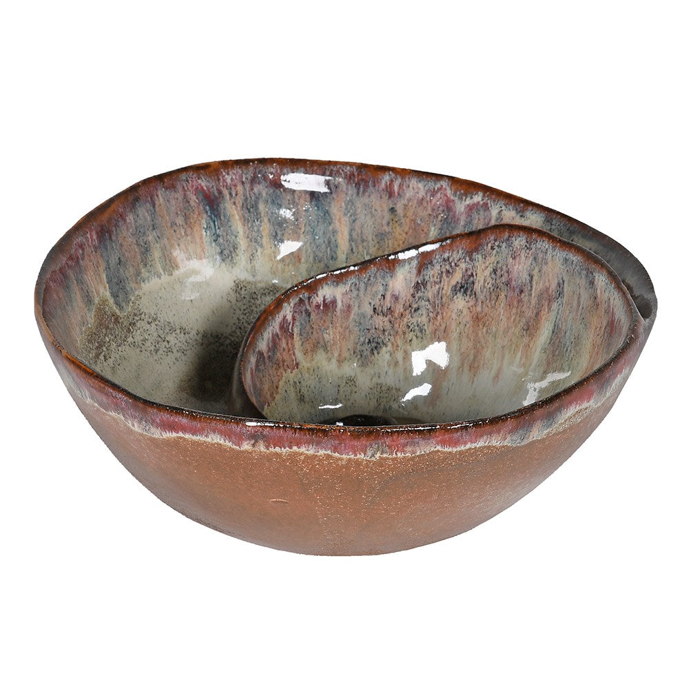 Brown stoneware shell bowl on a white background – decorative and serving bowl, food safe and microwave safe.