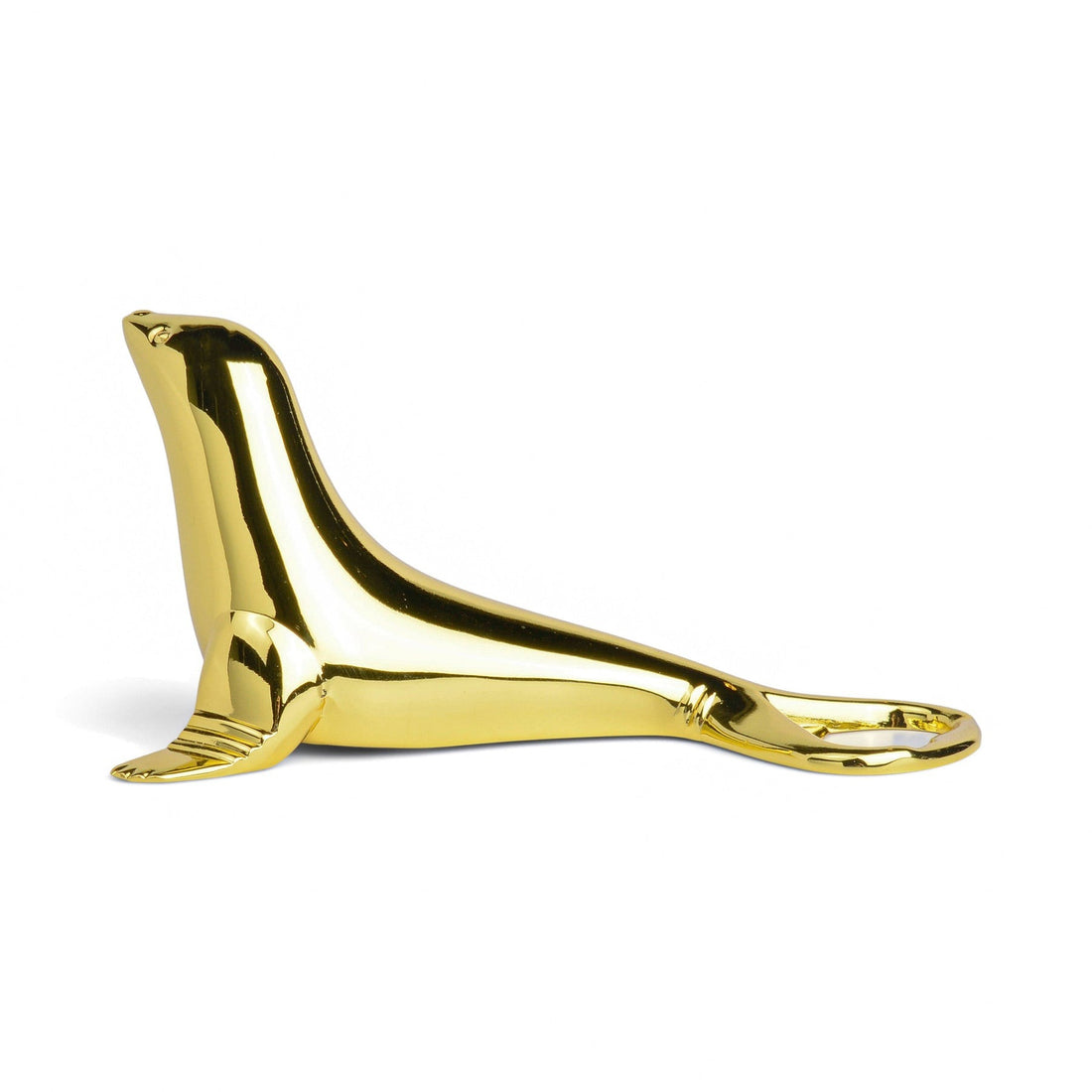 Blue Seal shaped gold stainless steel bottle opener – side view