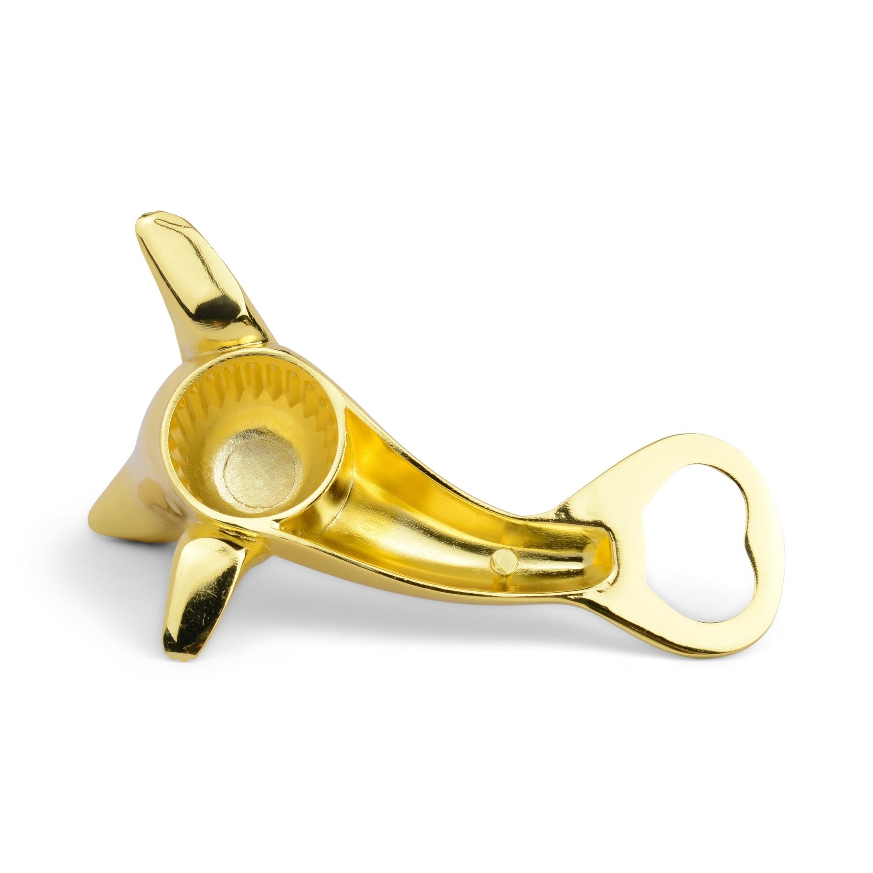 Blue Seal shaped gold stainless steel bottle opener – bottom view