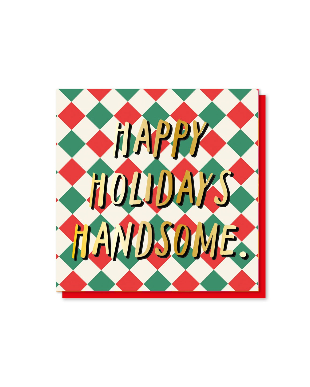 Merry Christmas Babe! square card with gold foil finish, 125x125mm, blank inside, FSC certified, fully recyclable, made in the UK.