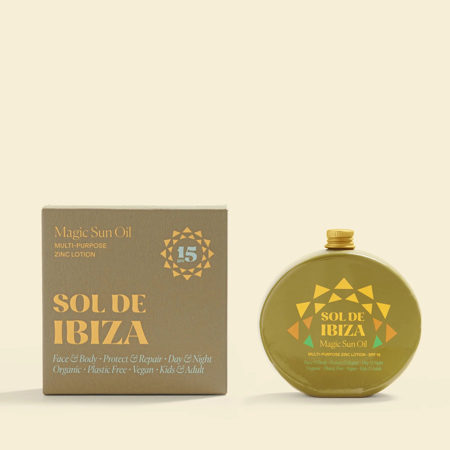 Sol de Ibiza Magic Sun Oil SPF15 – natural vegan sunscreen with a matching packaging