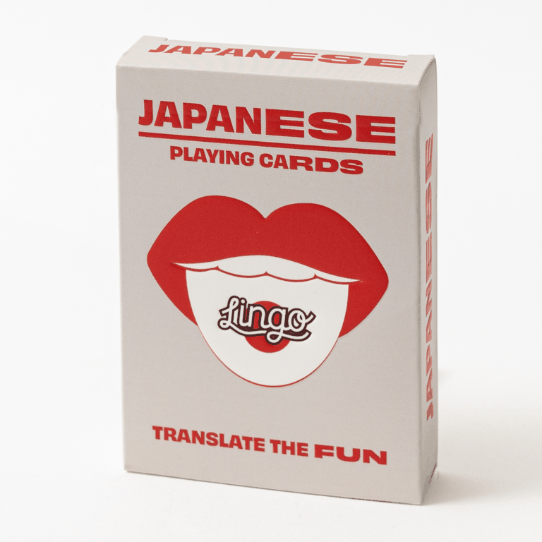 japanese Lingo Playing Cards featuring Italian words and phrases with English translations, perfect for travel and language learning.
