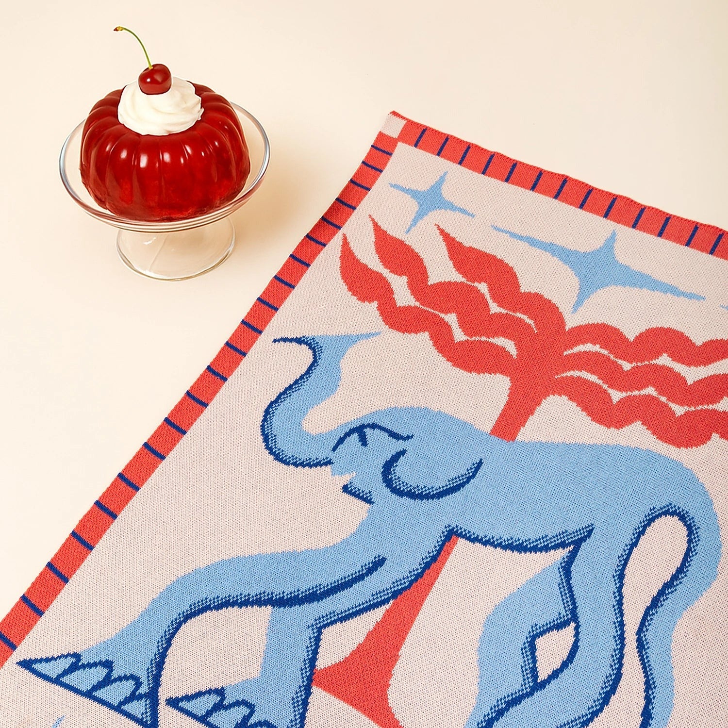 Detail of the Jellyphant Mini Blanket 30x40 inches, designed by Roisin O&