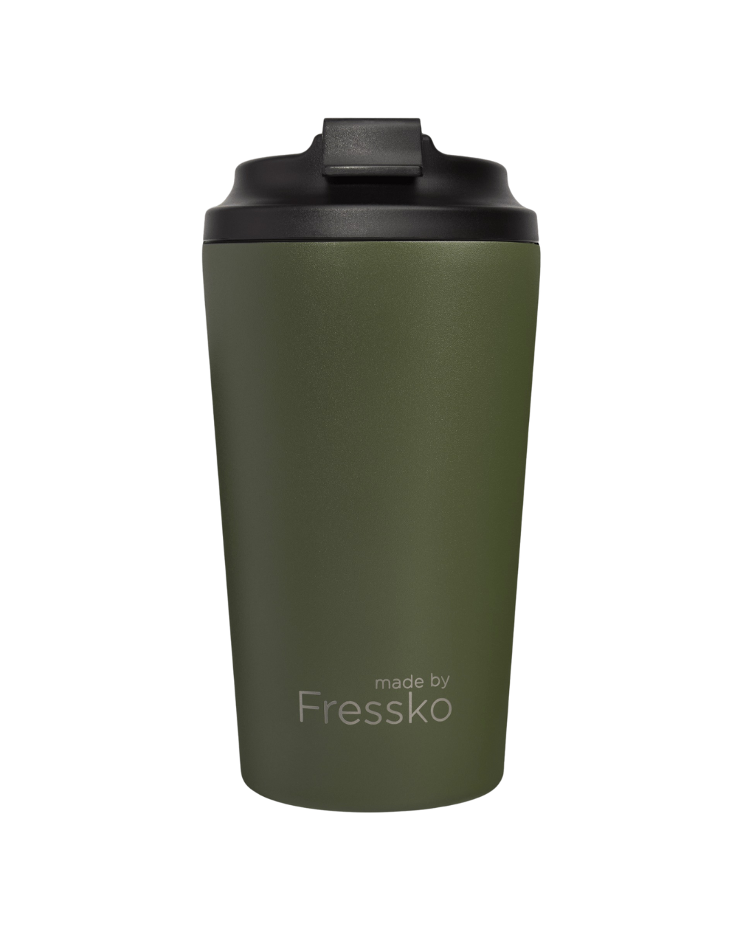 Khaki Grande 475ml reusable coffee mug with screw-on lid, insulated stainless steel, eco-friendly, BPA-free travel mug for coffee or tea