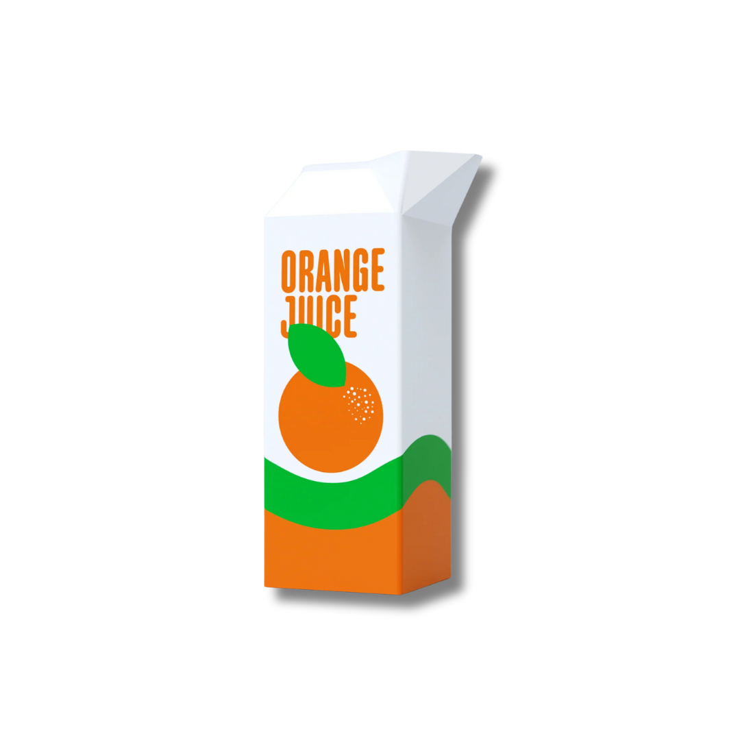 Ceramic Orange Juice Vase – Quirky plant holder shaped like a juice carton on a white background. Perfect for modern home decor, plant lovers, and playful shelf styling.