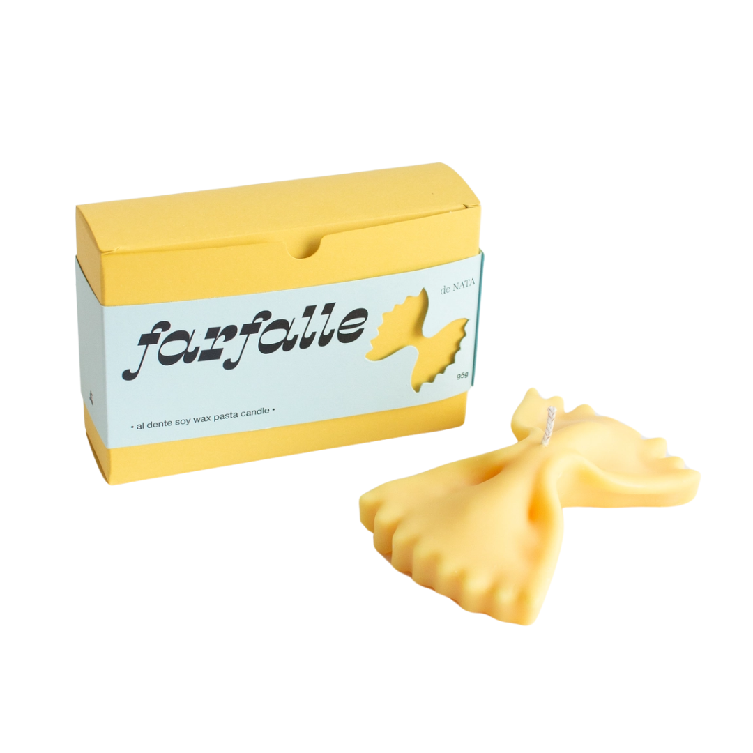 Yellow butterfly-shaped candles with a &