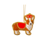 Handcrafted Corgi dog Christmas decoration with gold zari embroidery, festive ornament, perfect gift for dog lovers and holiday décor.