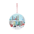 London Day Scene wooden Christmas ornament featuring Big Ben, London Eye, and The Shard, handcrafted wooden disc for festive tree décor.