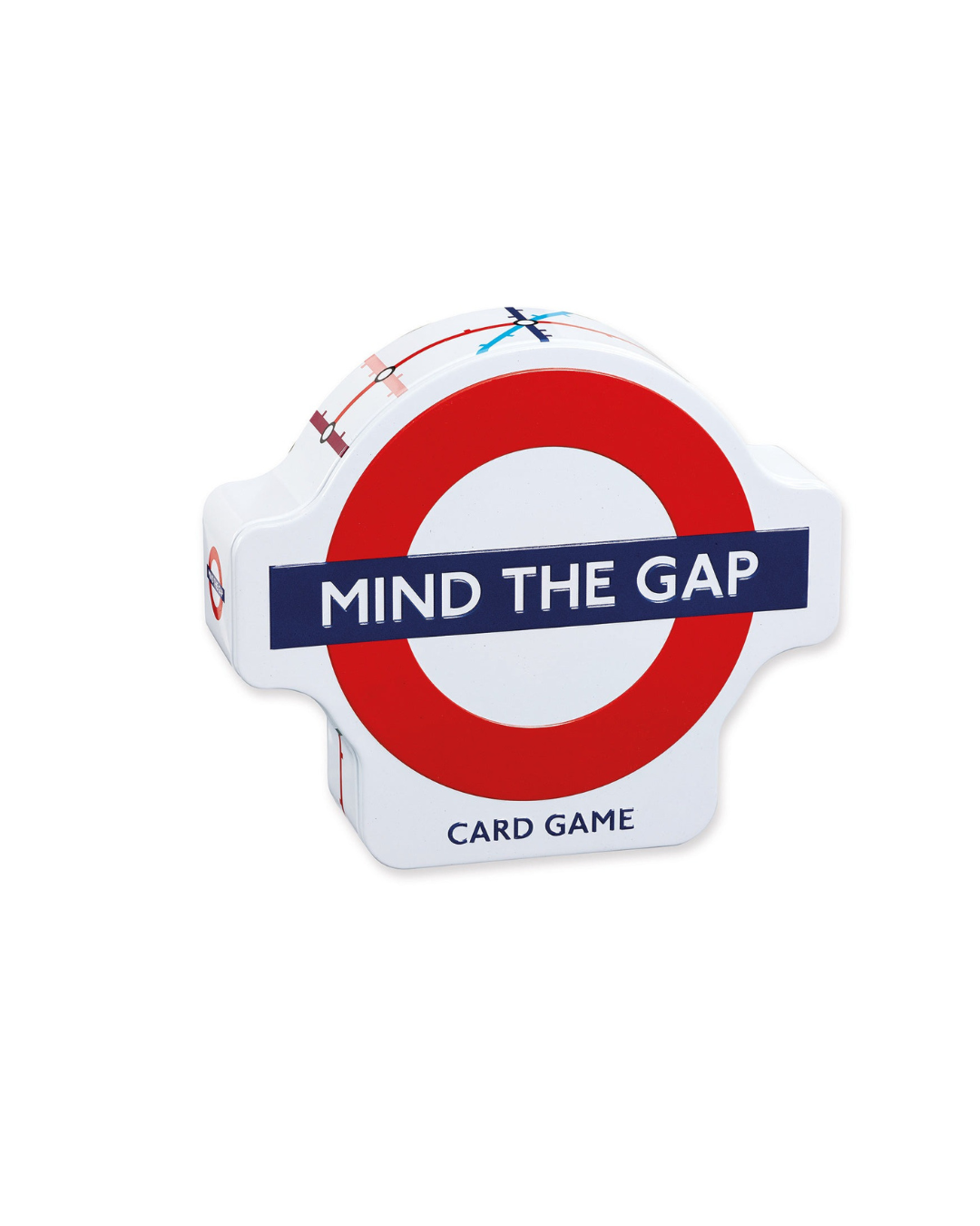 Mind the Gap card game featuring London Underground stations and special disruption cards. Fast-paced family game for ages 6+