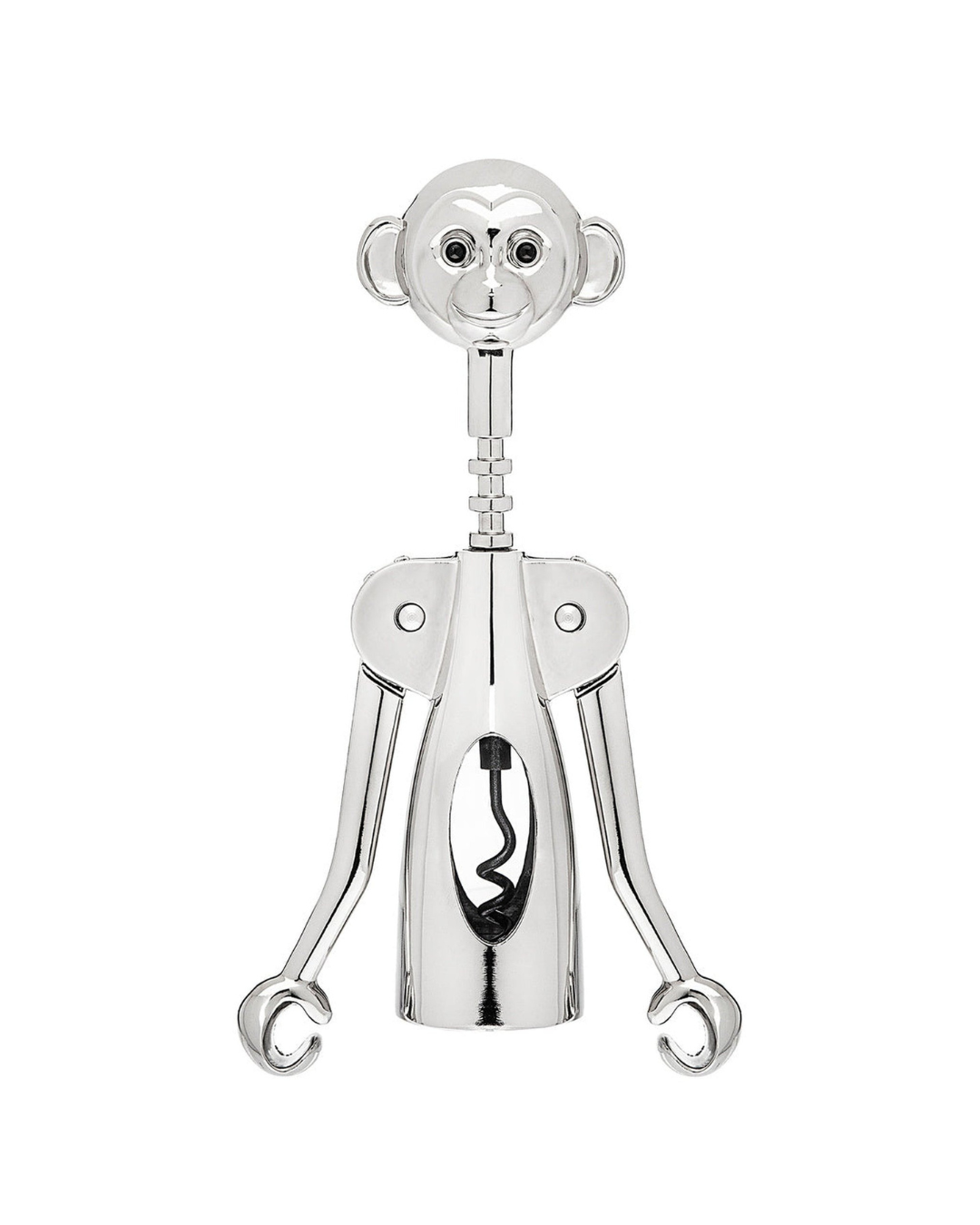Monkey Head Corkscrew by Godinger with stainless steel and nickel-plated finish
