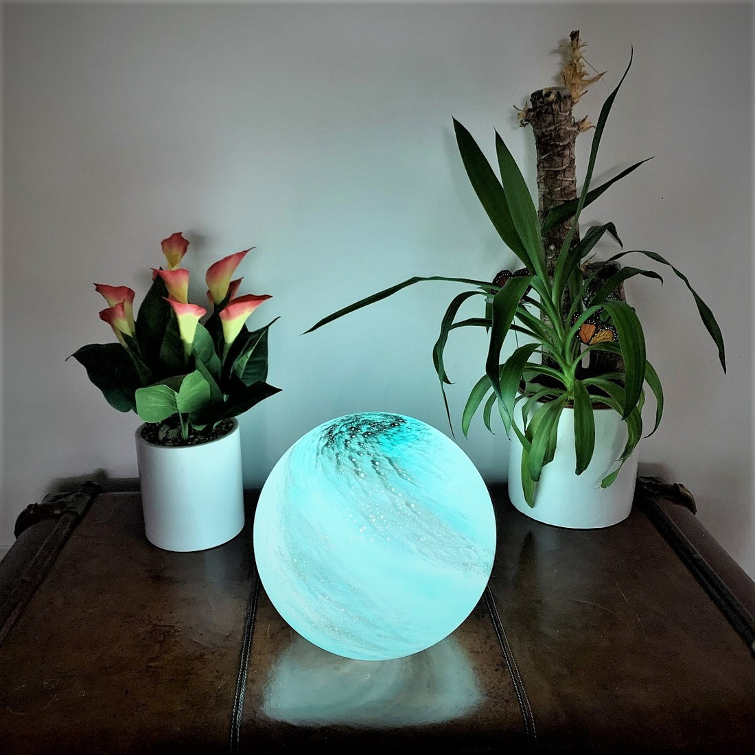 Blue XL Planet Glass Lamp