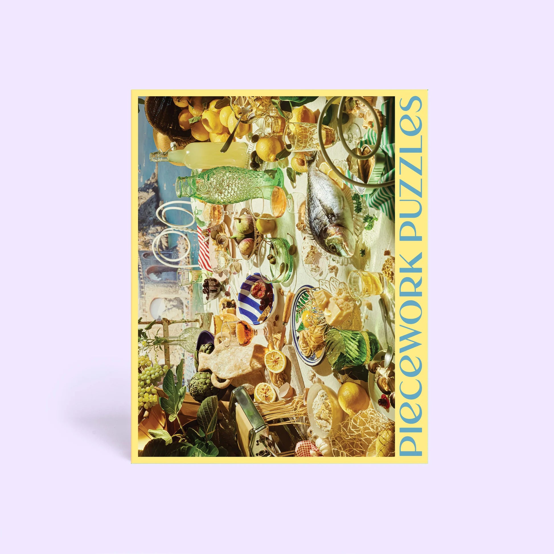 Piecework puzzle with a colorful table scene