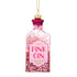 Pink Gin Bottle Christmas Bauble, glittery hand-painted glass ornament, festive tree decoration, Secret Santa gift