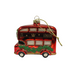 London Bus with Garland resin Christmas decoration, red bus ornament with festive garland, perfect for Christmas tree and London lovers.