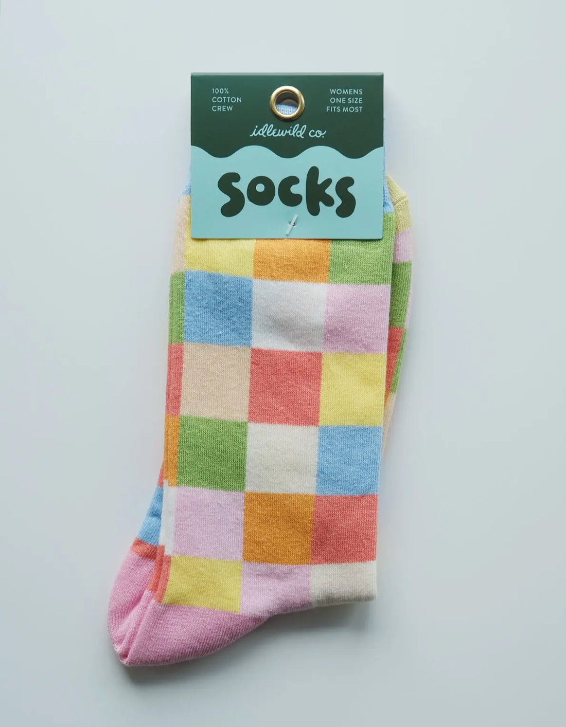 Rainbow Check Cotton Crew Socks