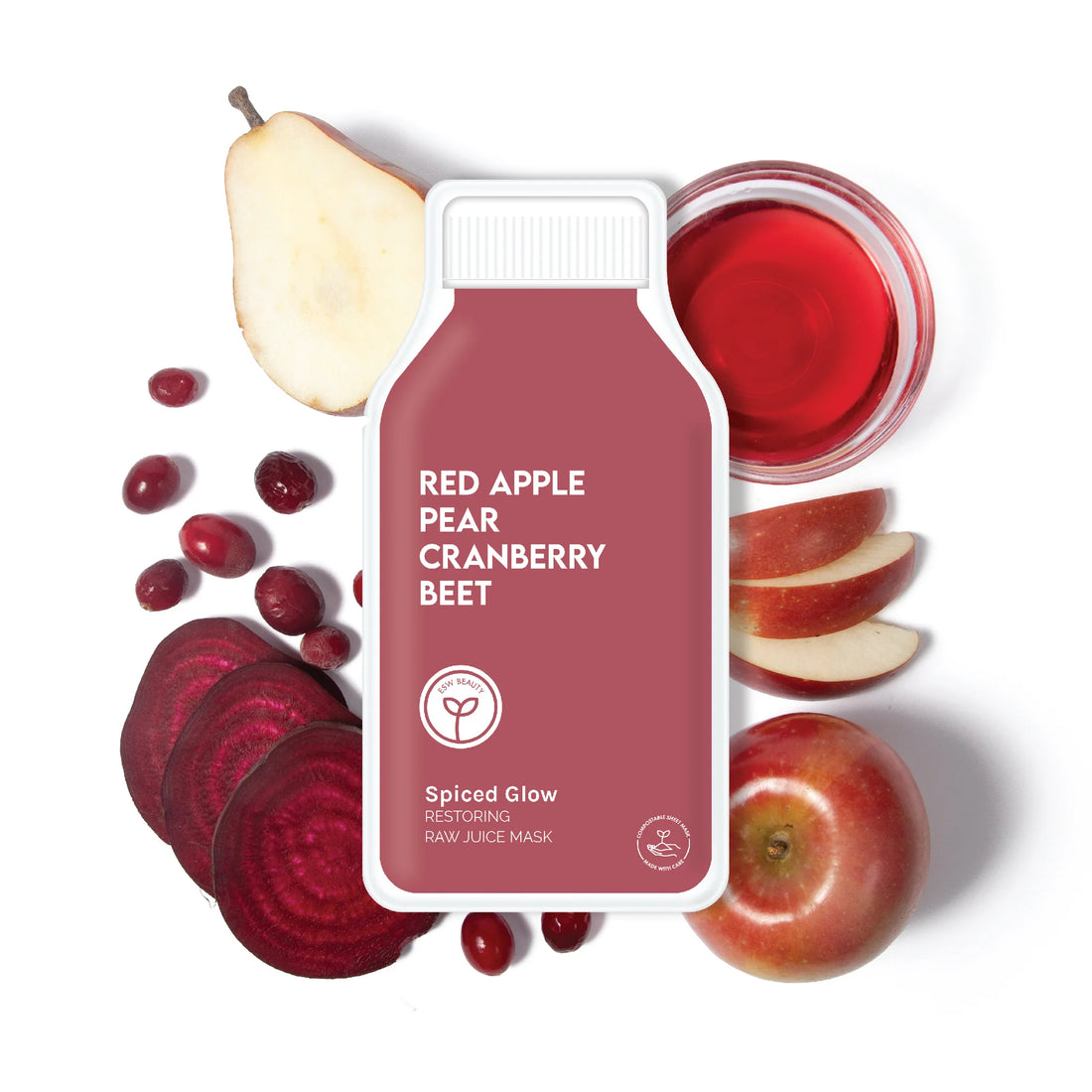 Red Apple Pear Cranberry Beet Raw Juice Vegan Face Mask 25ml