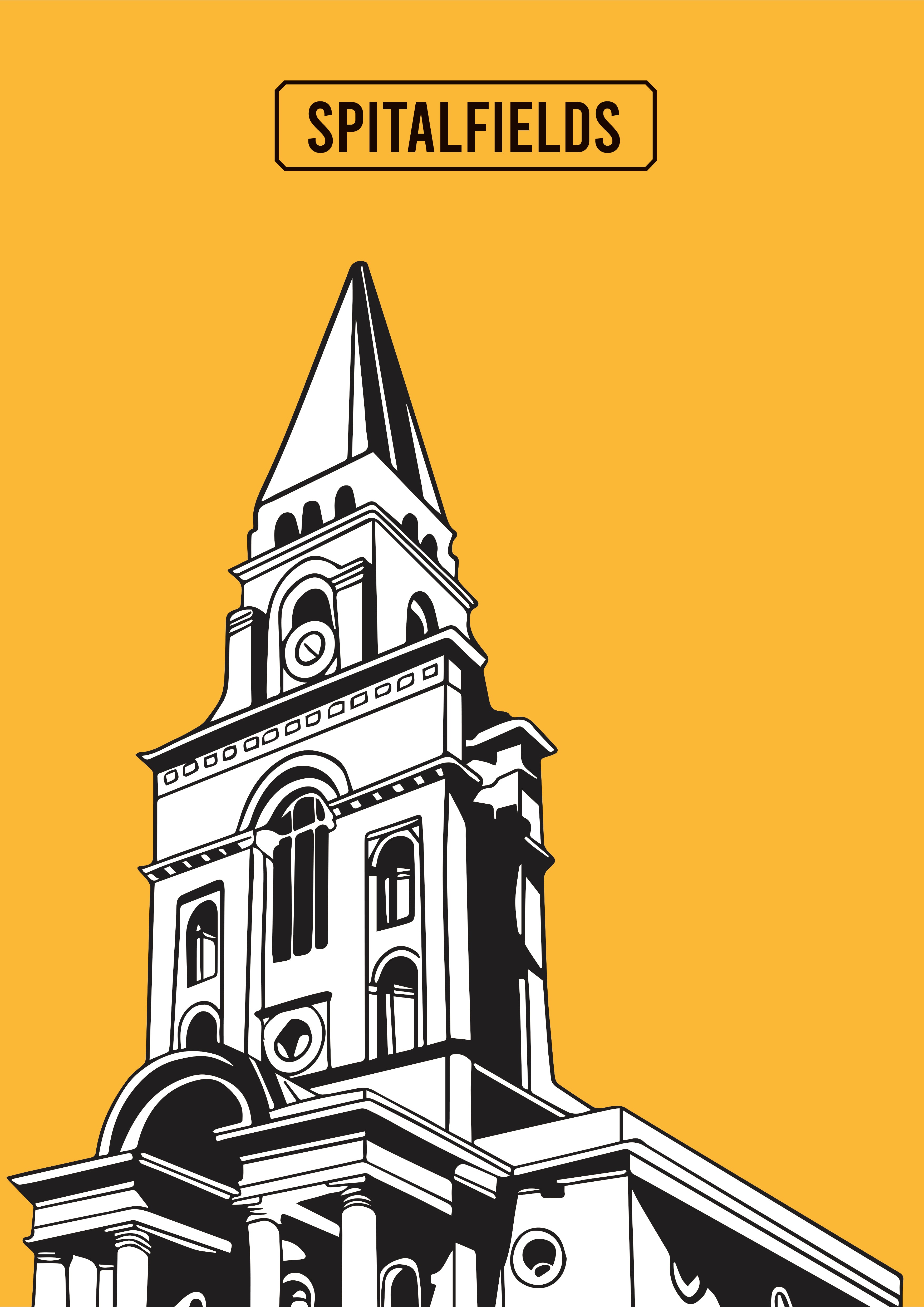 Christ Church Spitalfields Giclée Print by Federica Magistrali – vibrant unframed artwork A3 and A4