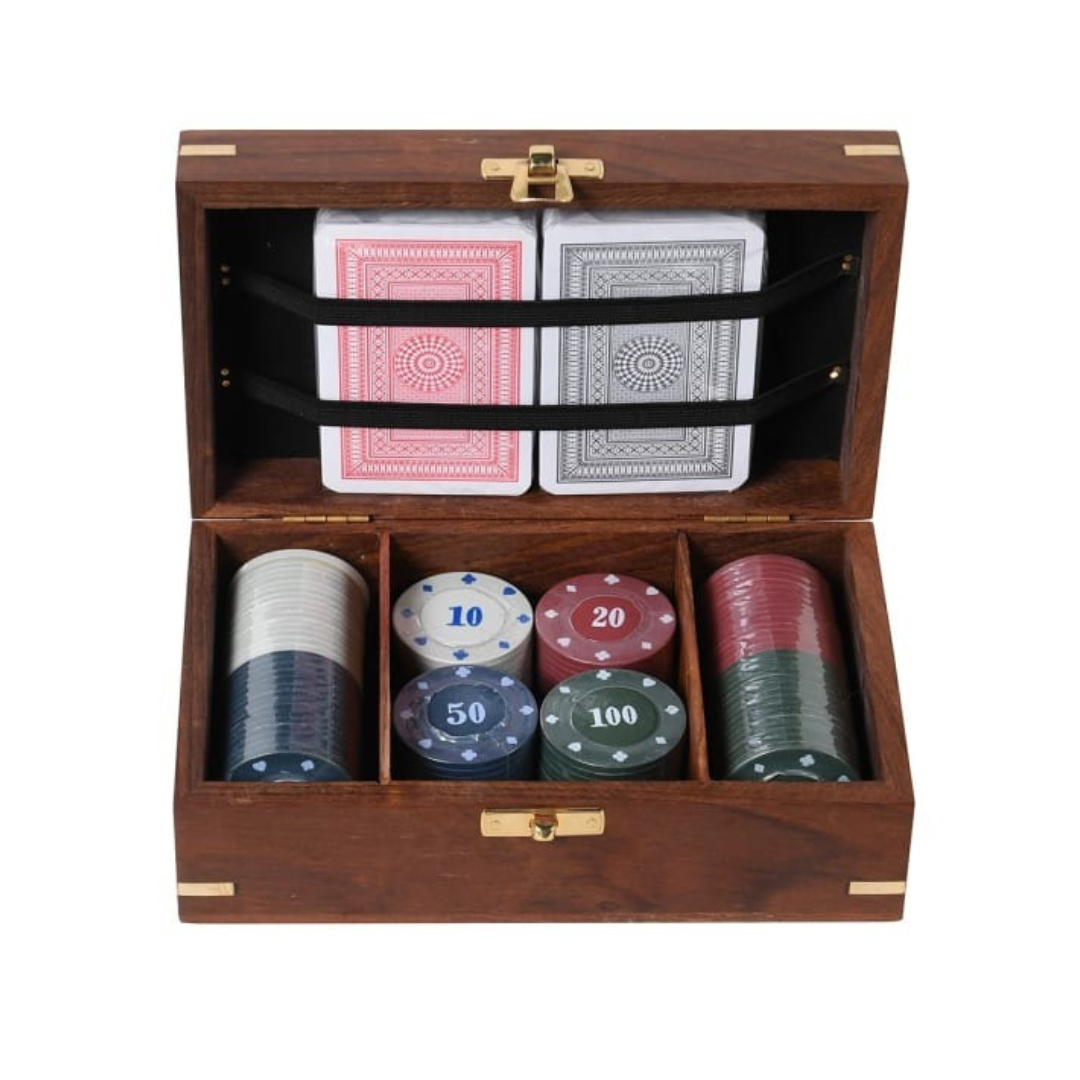 Poker Set In A Wood Box