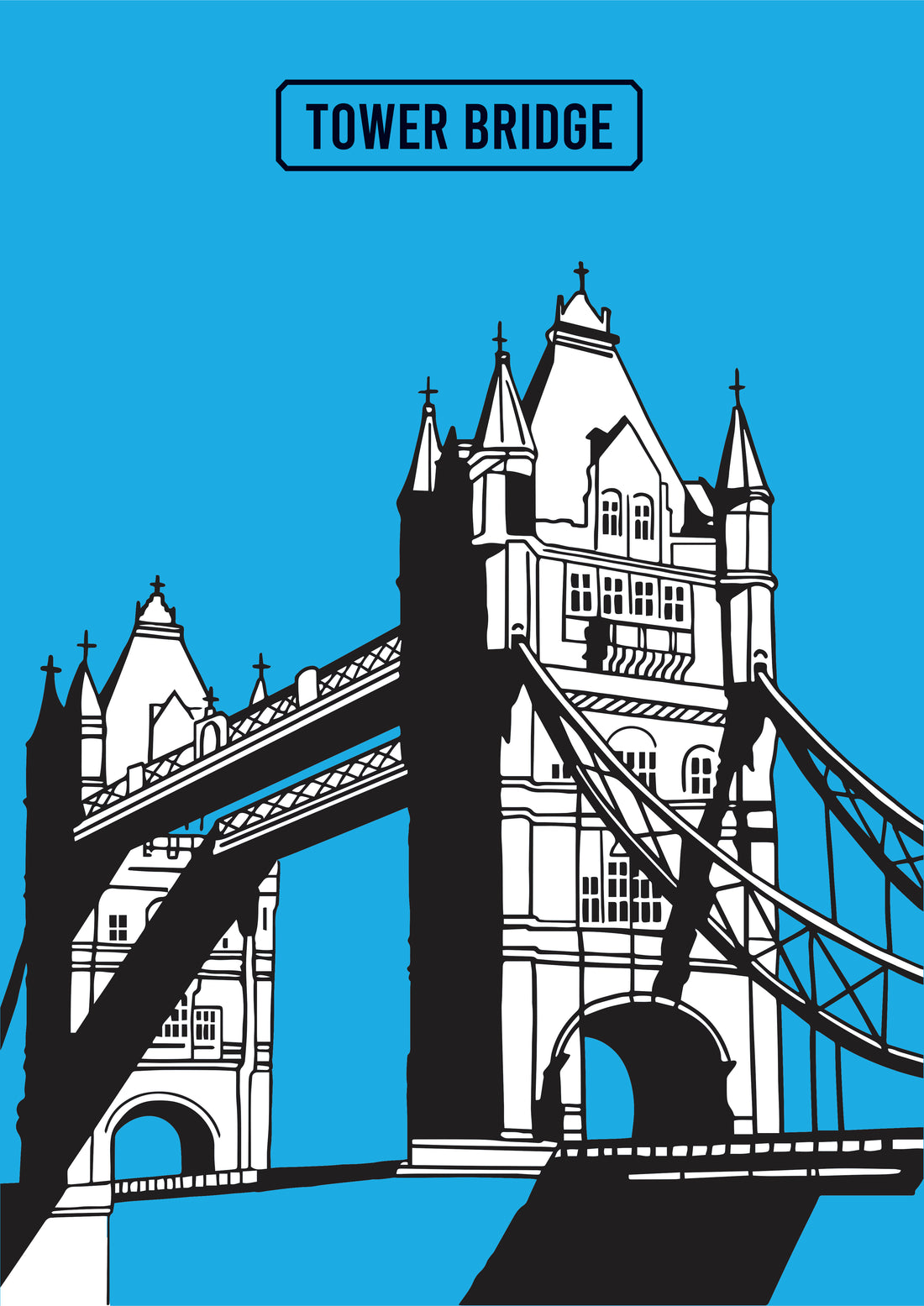 Tower Bridge modern Giclée Print in A4 or A3. Vibrant, unframed London artwork — the perfect gift or souvenir for London lovers.
