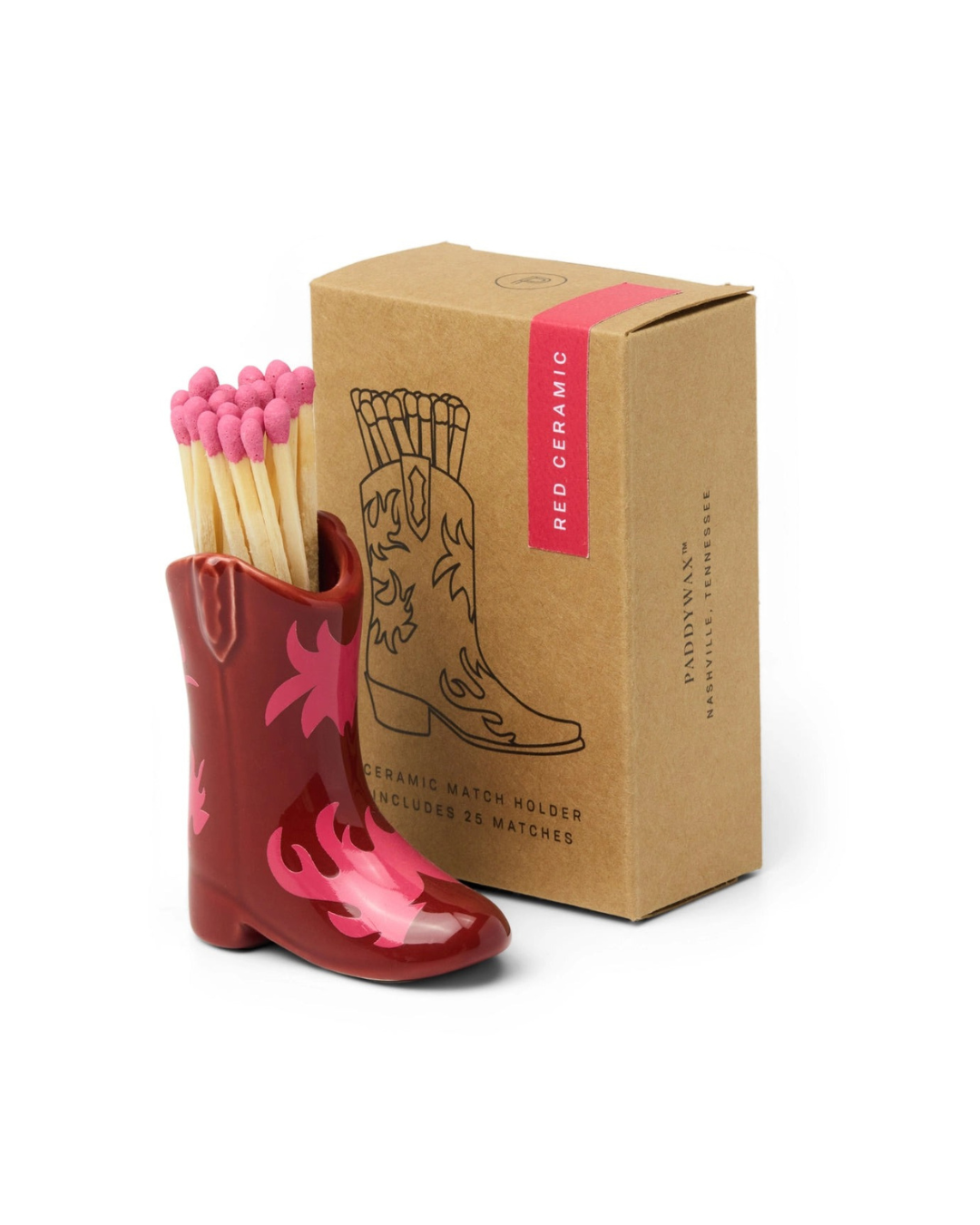 Nashville Ceramic Boot Match Holder Red