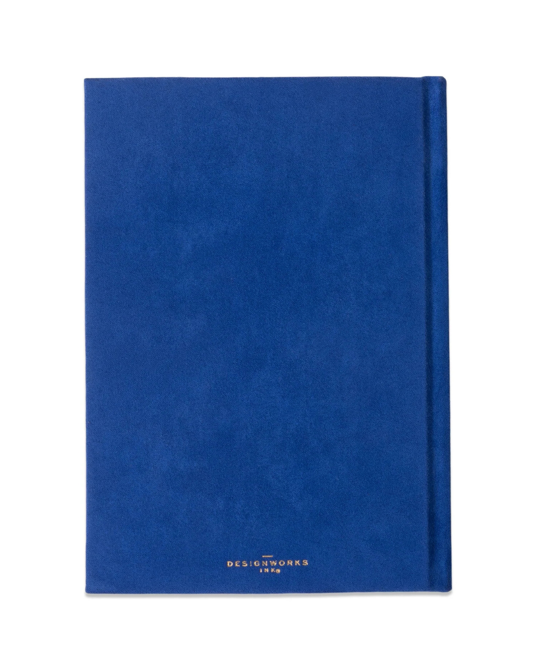 Back view of Cobalt and gold Hardcover Journal showing suede cloth cover, hand-sewn lay-flat binding, and durable design for everyday writing and study.