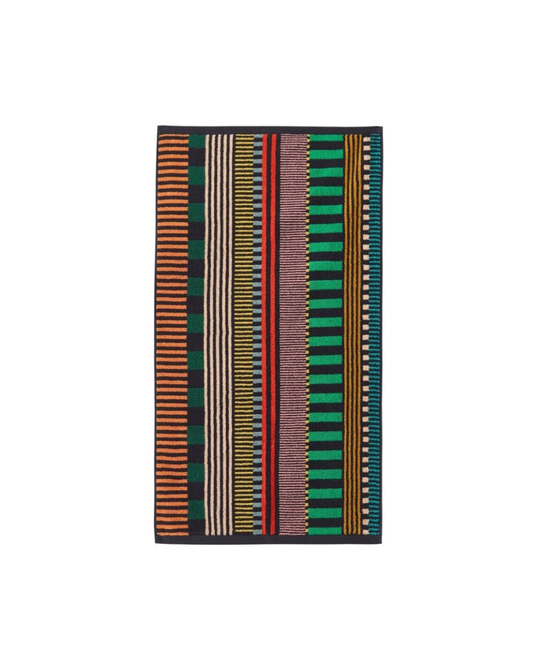 Multi Stripes Bath Towel 70x125cm, 100% cotton, 600gsm, vibrant playful pattern, perfect for bathroom, beach, or gym use, made in Portugal.