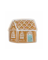 Hand-painted Ginnie Plate featuring a festive gingerbread house design, perfect for serving Christmas treats or adding holiday décor to your table.