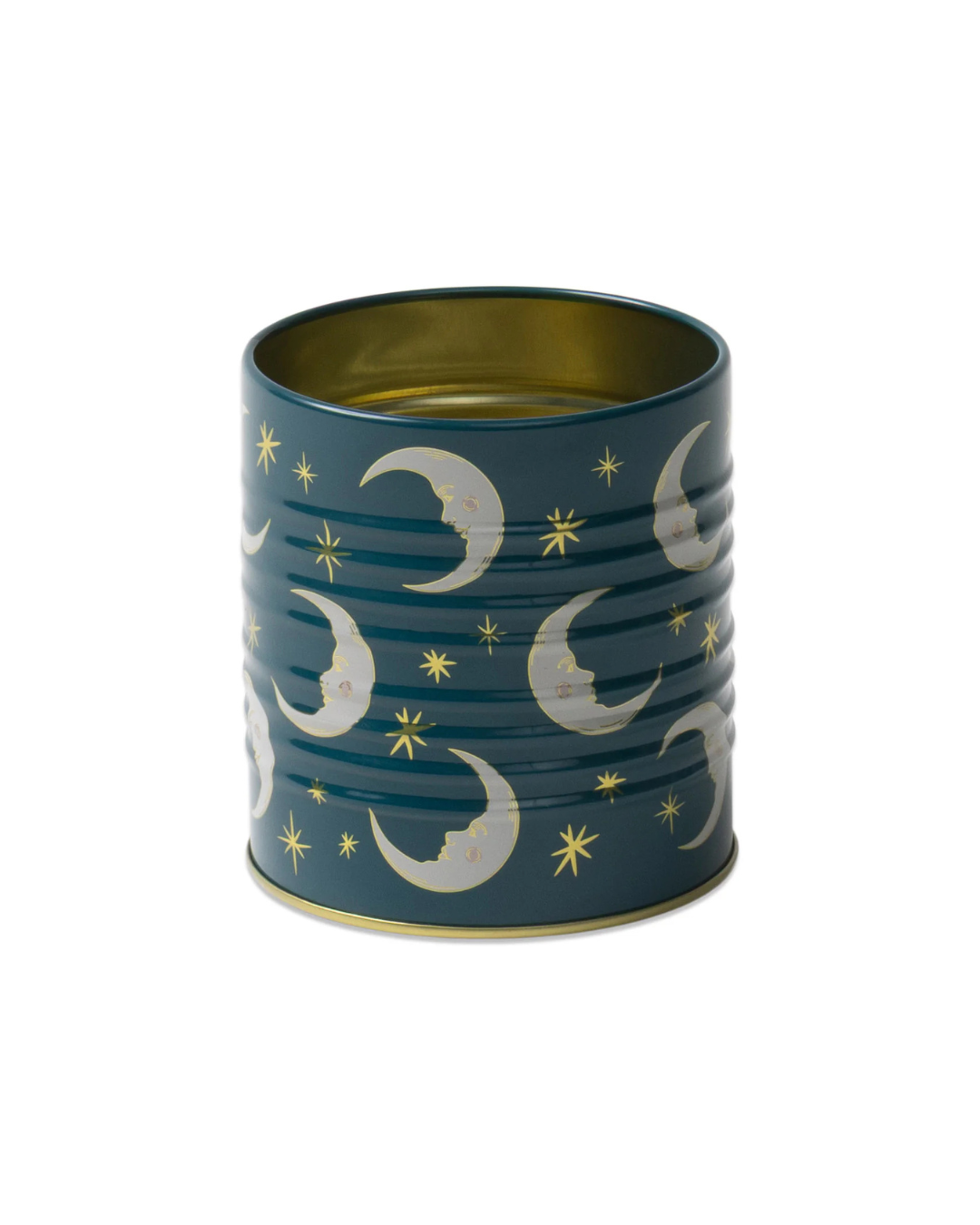 Teal Moon Storage Tin with celestial design, perfect for organizing desk essentials and adding colorful, stylish décor.
